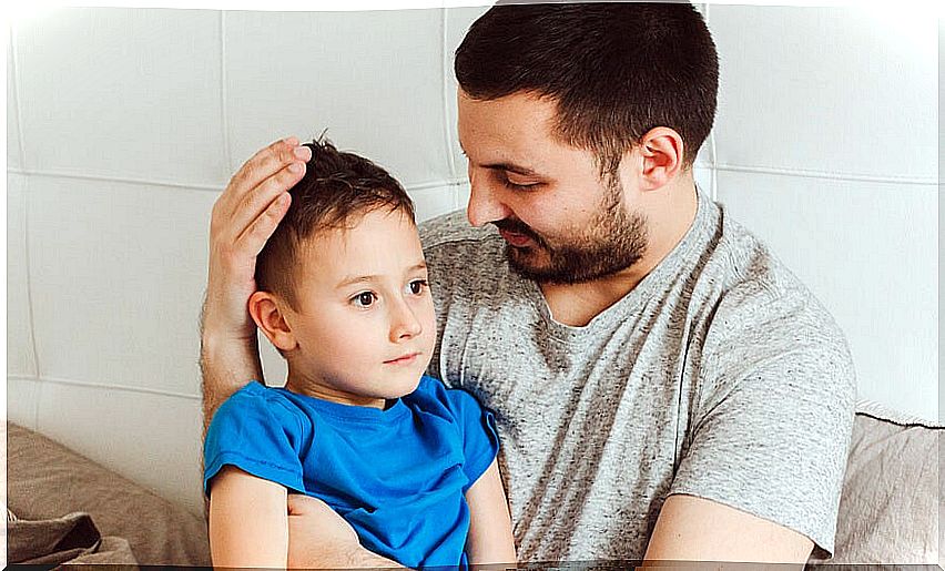 Father talking with his son to find out how children interpret his words.