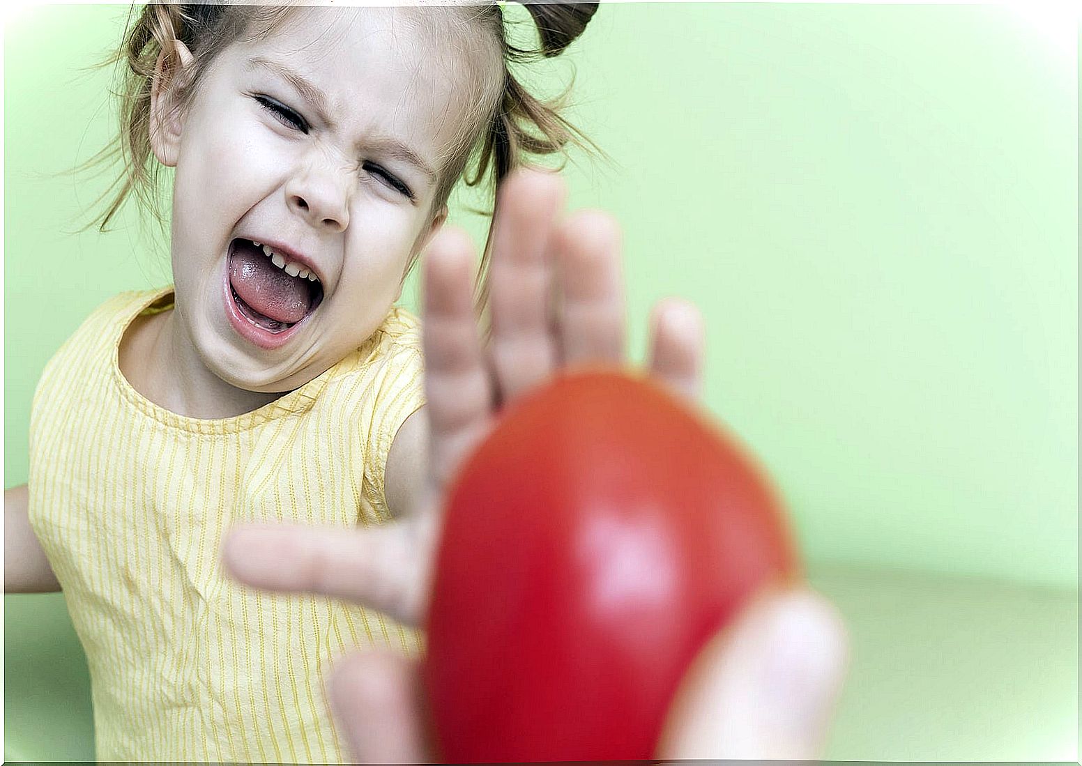 Girl refusing food because she is afraid of choking.