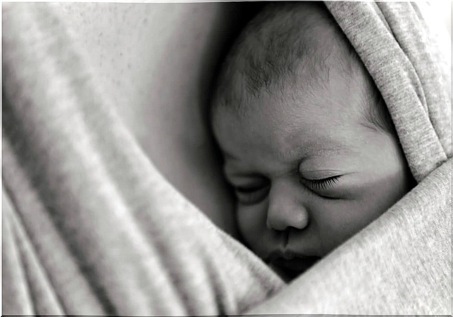 Skin-to-skin baby with his mom.