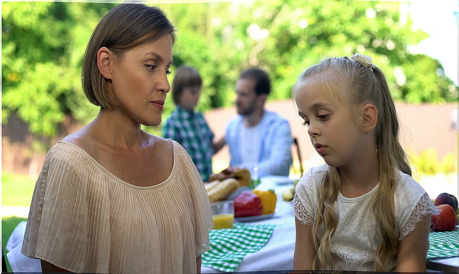 Mother talking to her daughter after using the 3 wake-up call technique.