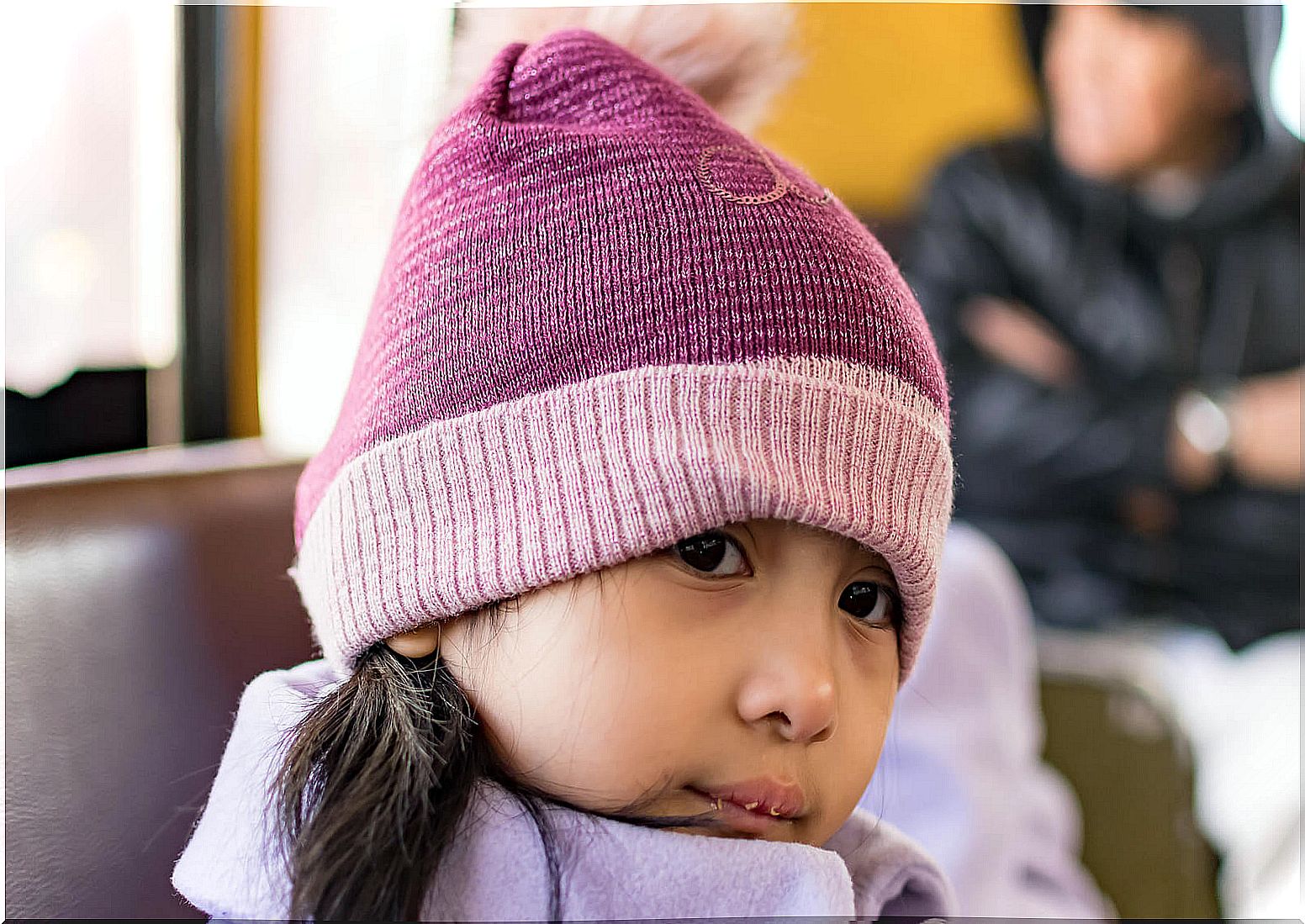 Little girl with dry lips.